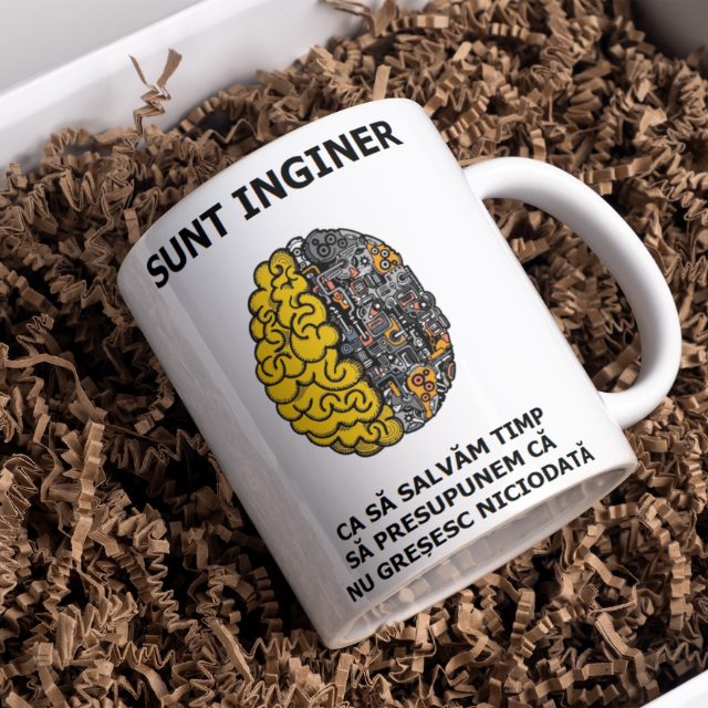 Cana alba personalizata cu textul "sunt inginer", 330ml