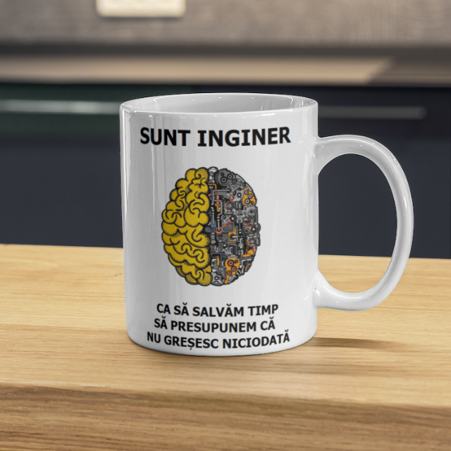Cana alba personalizata cu textul "sunt inginer", 330ml
