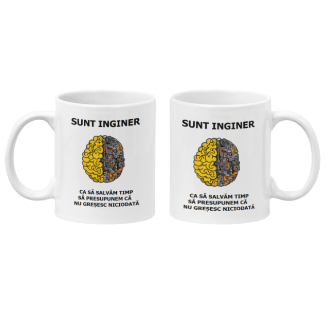 Cana alba personalizata cu textul "sunt inginer", 330ml