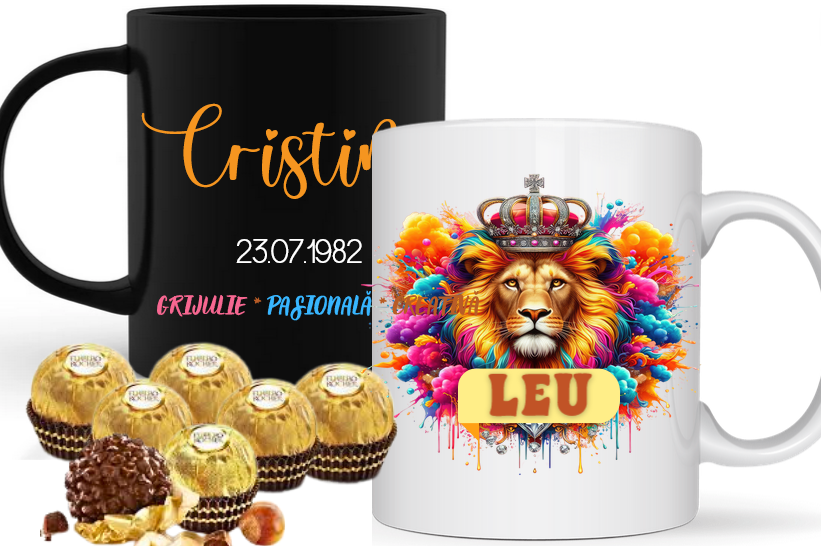 Cana zodiac LEU personalizata cu text poze sau mesaj LEU117