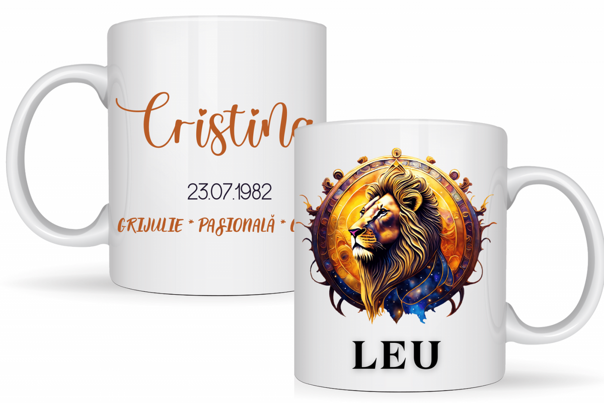 Cana zodiac LEU personalizata cu text poze sau mesaj LEU116