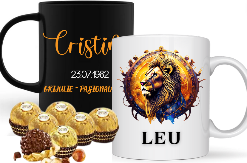 Cana zodiac LEU personalizata cu text poze sau mesaj LEU116