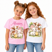 Tricou pentru fetițe cu animale de la fermă – fotografie principală pe fundal alb