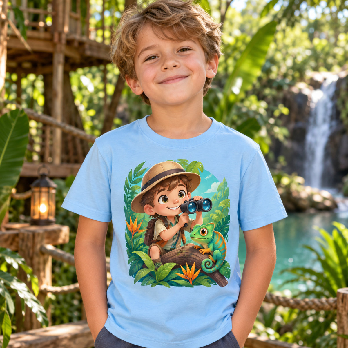 Tricou băieți Explorator în Junglă – Aventură Tropicală – imagine 2