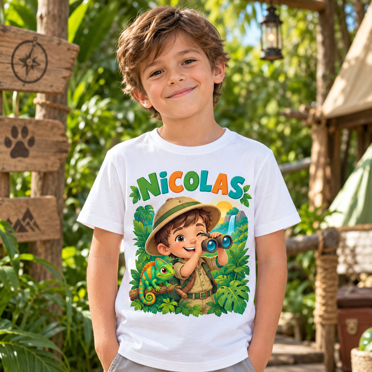 Tricou băieți personalizat Explorator în Junglă – NICOLAS – imagine 2