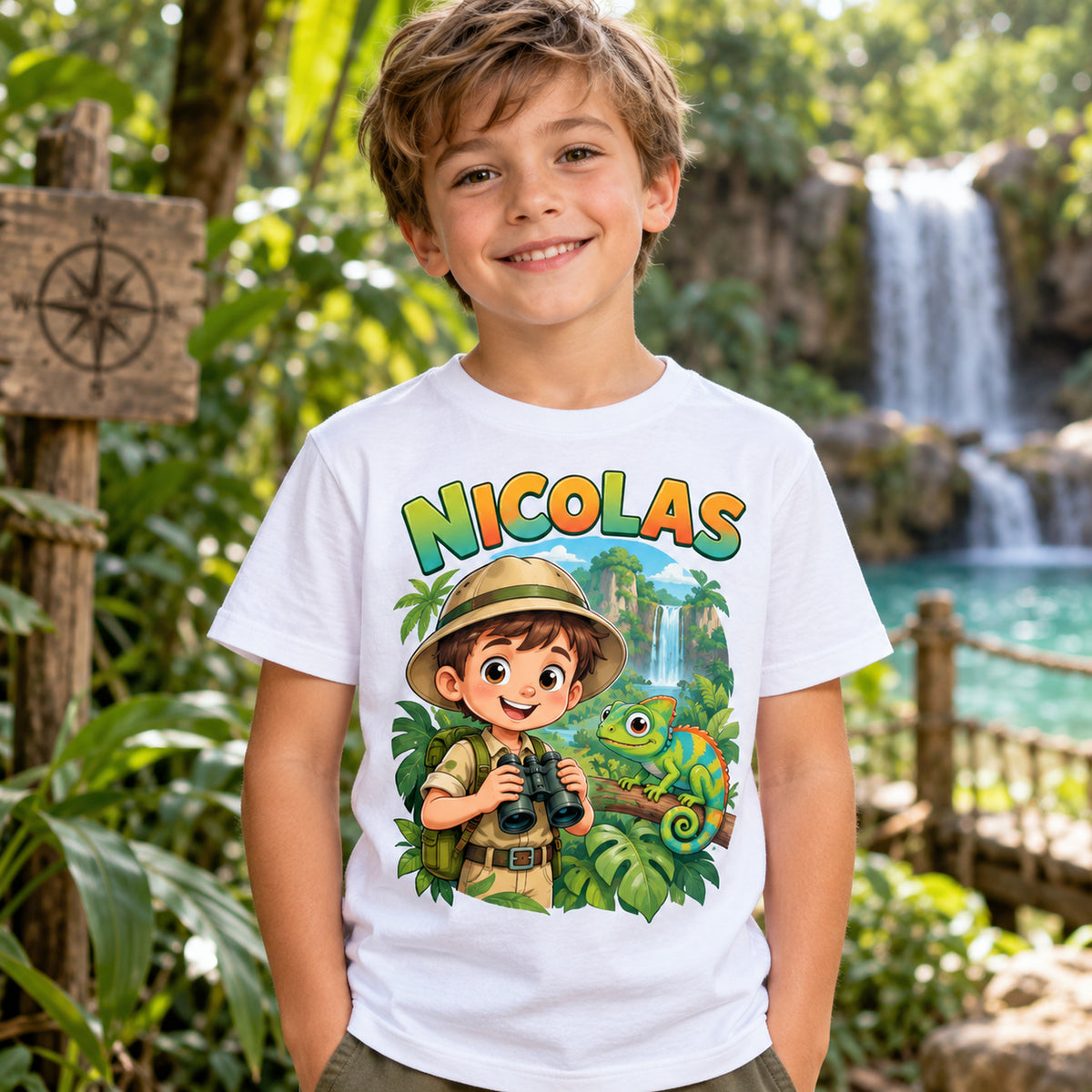 Tricou băieți personalizat Explorator în Junglă – NICOLAS – imagine 3