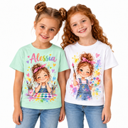 Tricou pentru fetițe cu pensule și acuarele – fotografie principală pe fundal alb