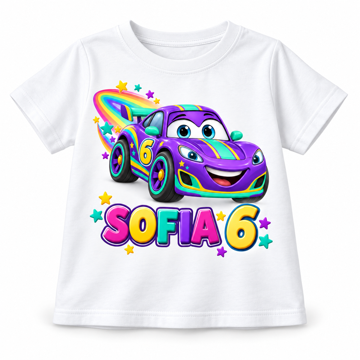 Supermașinuța Violet – tricou pe fundal alb