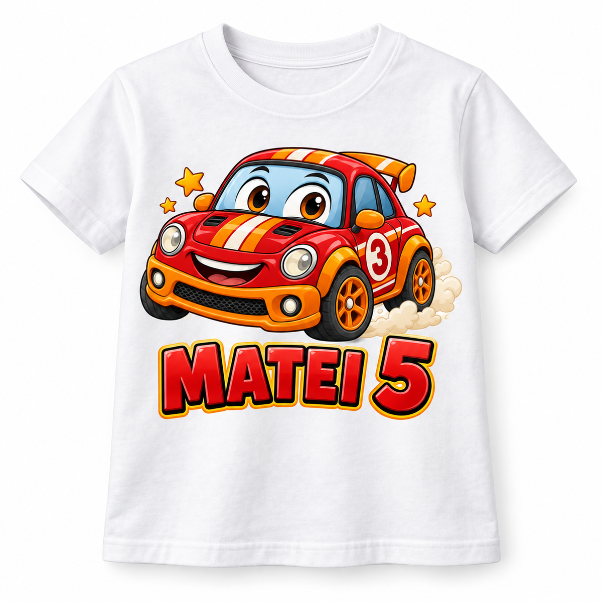 Mașinuța Veselă – tricou pe fundal alb