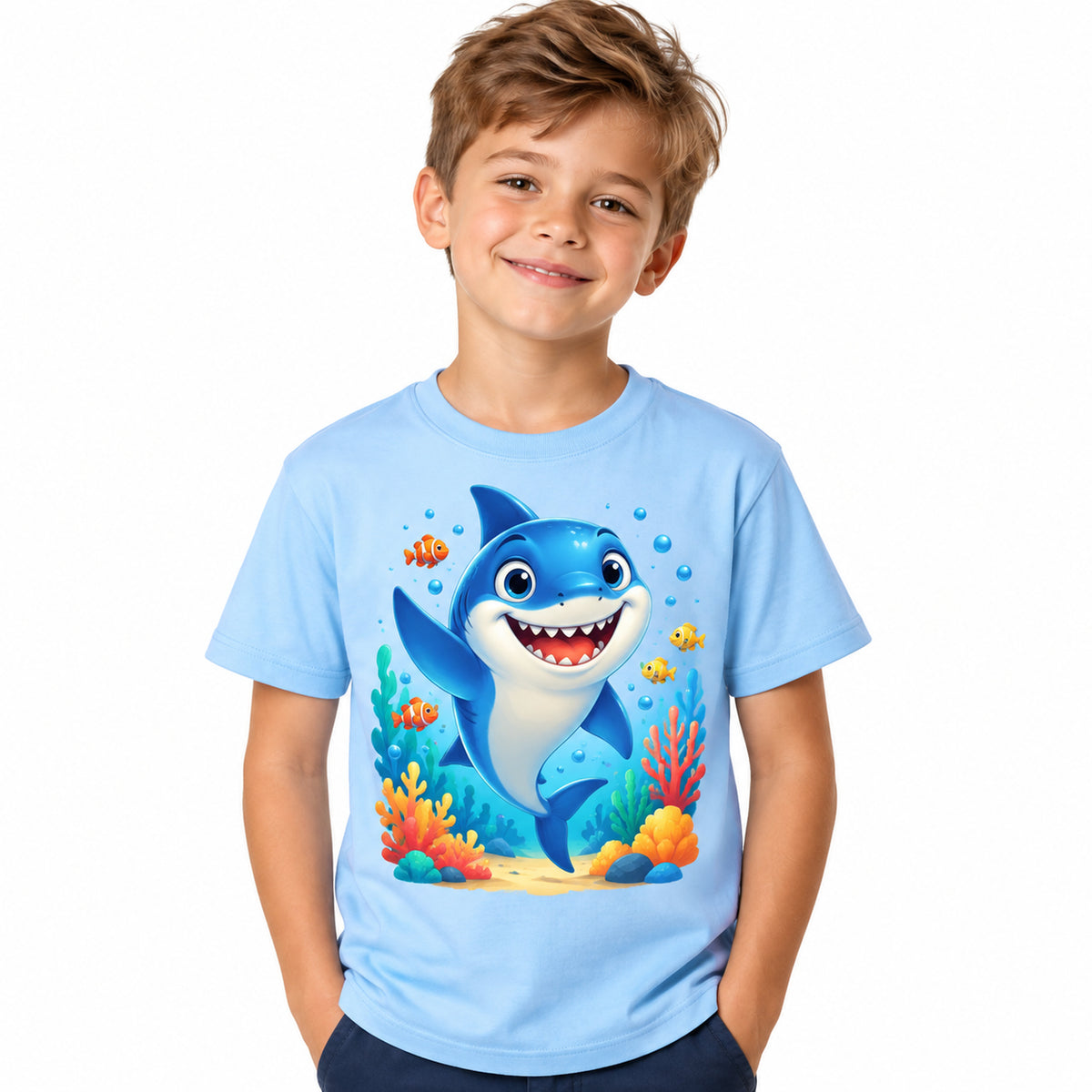 Tricou băieți Rechin Haios – Prietenul Oceanului – imagine 1