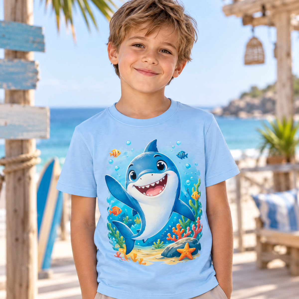 Tricou băieți Rechin Haios – Prietenul Oceanului – imagine 2