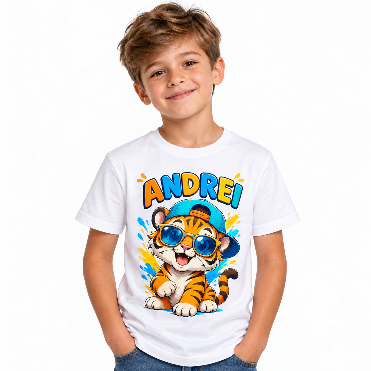 Tricou băieți personalizat Tigru Cool – ANDREI – imagine 1