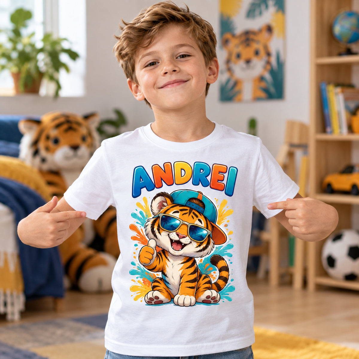 Tricou băieți personalizat Tigru Cool – ANDREI – imagine 2