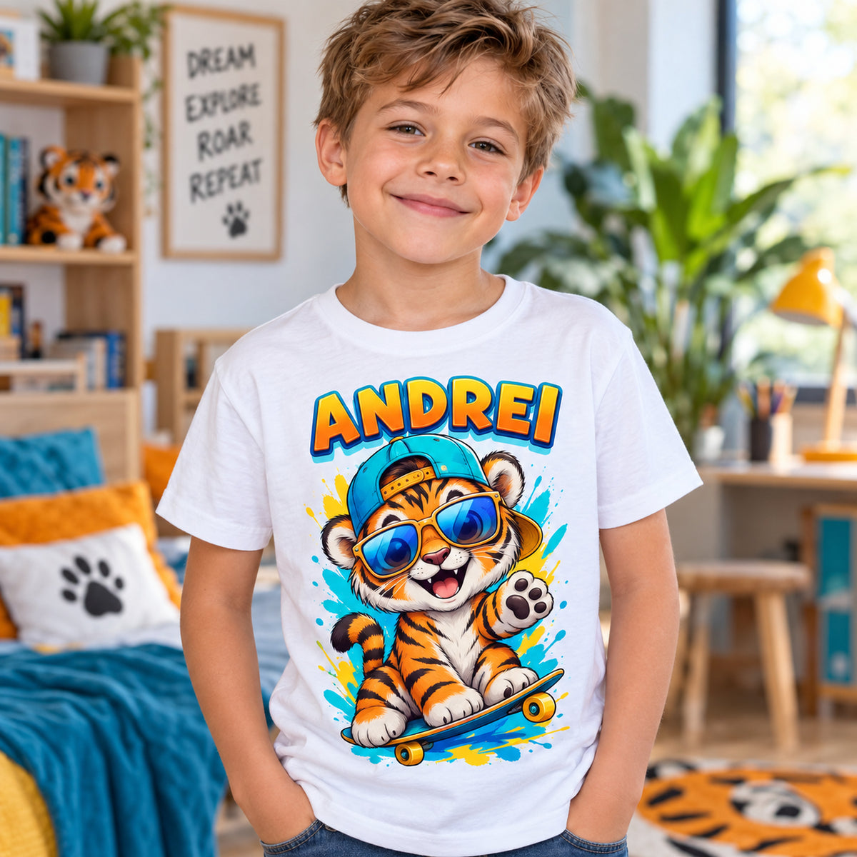 Tricou băieți personalizat Tigru Cool – ANDREI – imagine 3