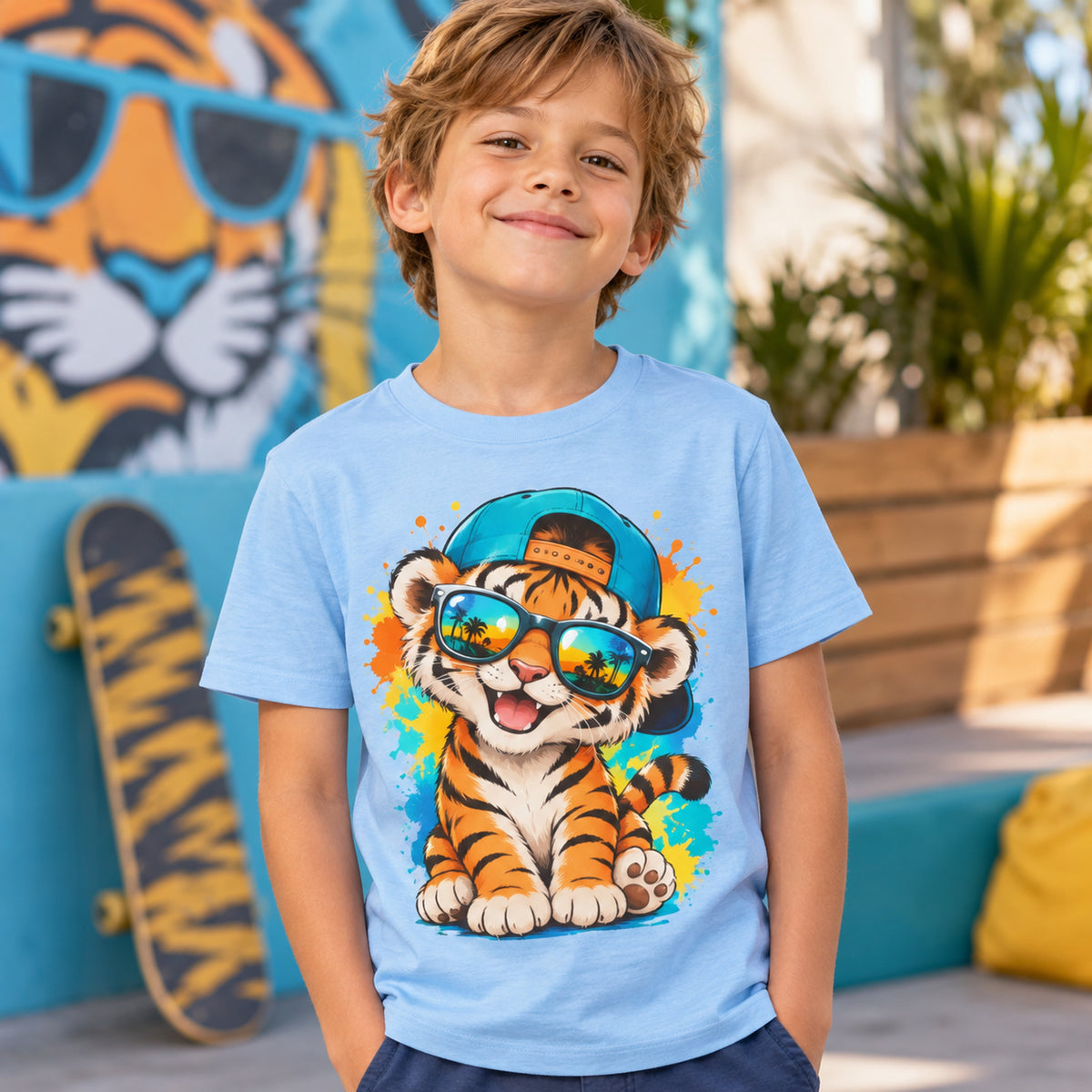 Tricou băieți Tigru Cool – Aventură Urbană – imagine 3