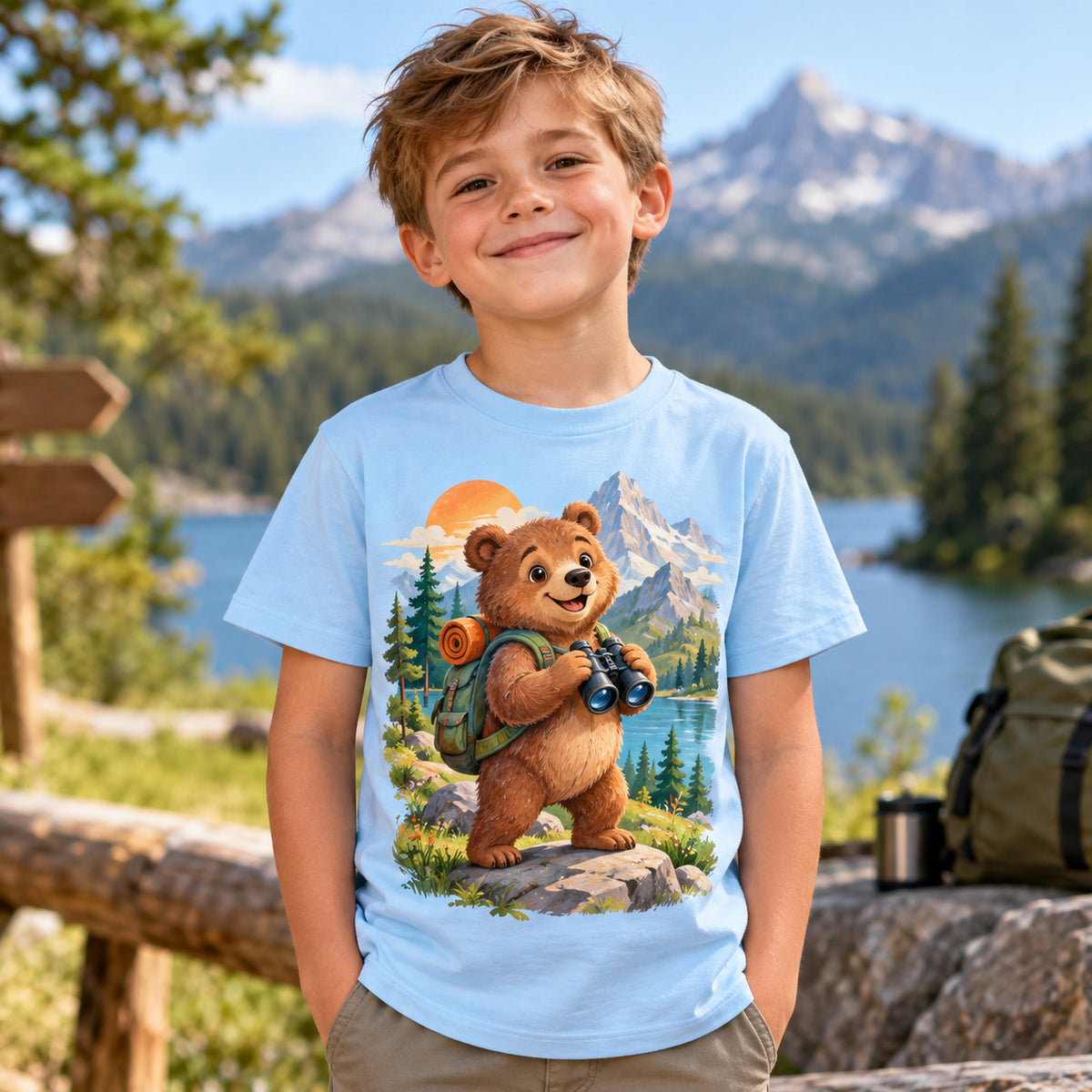 Tricou băieți Urs Aventurier – Micul Explorator – imagine 3