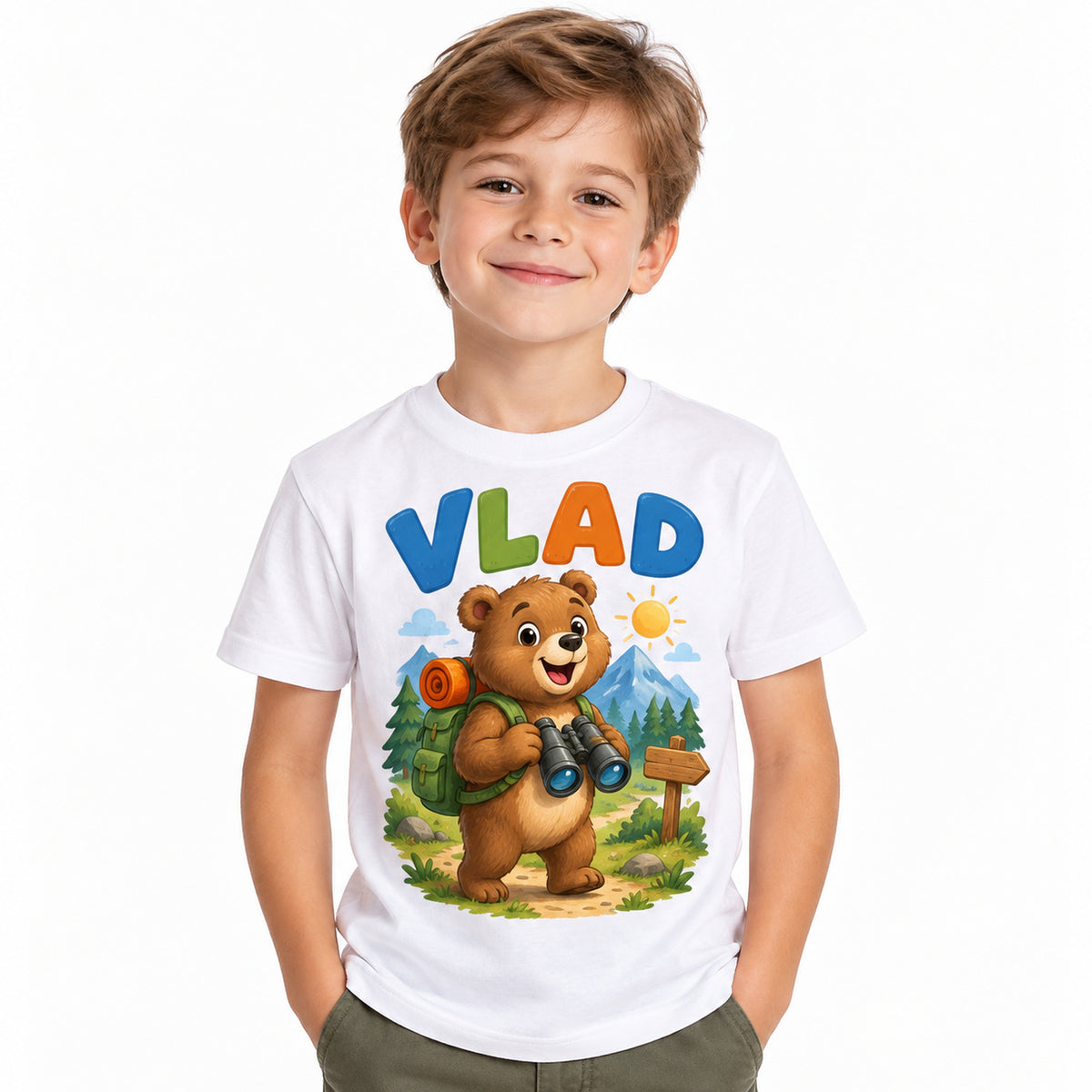 Tricou băieți personalizat Urs Aventurier – VLAD – imagine 1