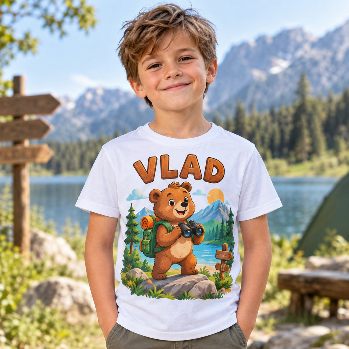 Tricou băieți personalizat Urs Aventurier – VLAD – imagine 3