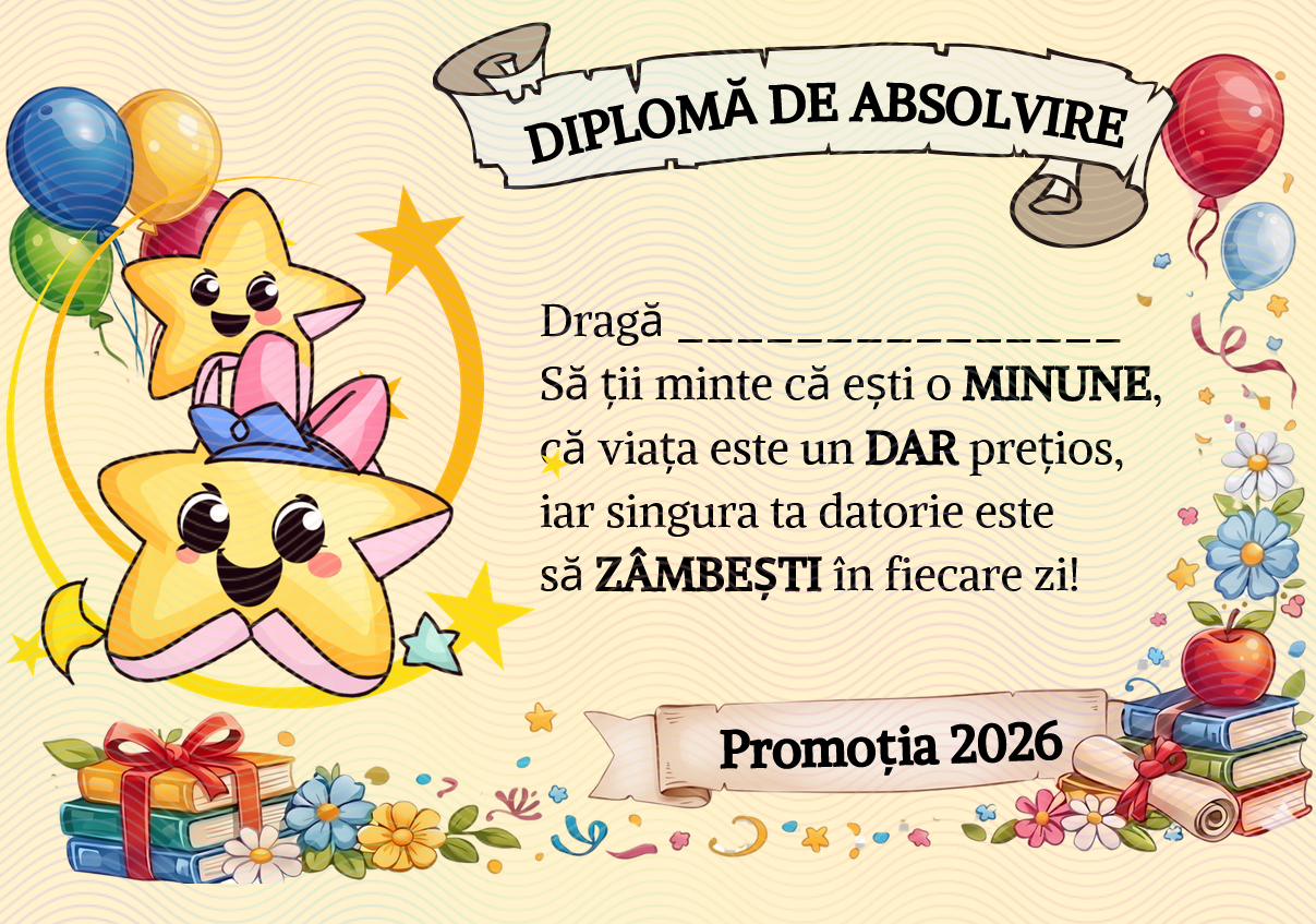 Diplome Școlare Personalizate pentru Absolventi de scoala sau gradinita