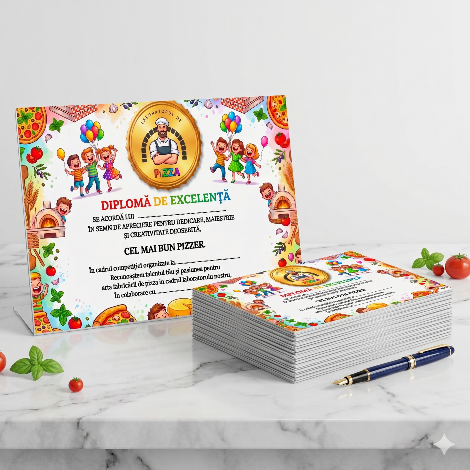 Diplome Școlare Personalizate pentru activitati de scoala sau gradinita- Cel mai bun Pizzer