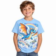 Tricou bleu pentru băieți cu dragon printre nori – imagine 1