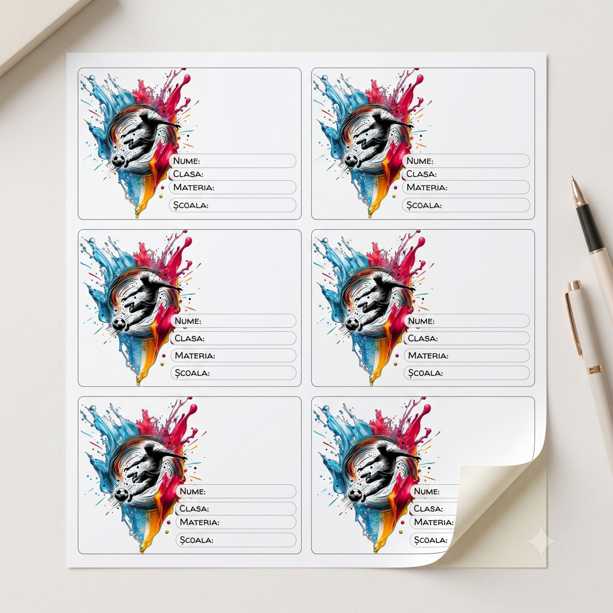 Etichete Școlare cu Nume Fotbal– Stickere Autoadezive pentru Copii ❤️ E-Cadou.com - e-CADOU