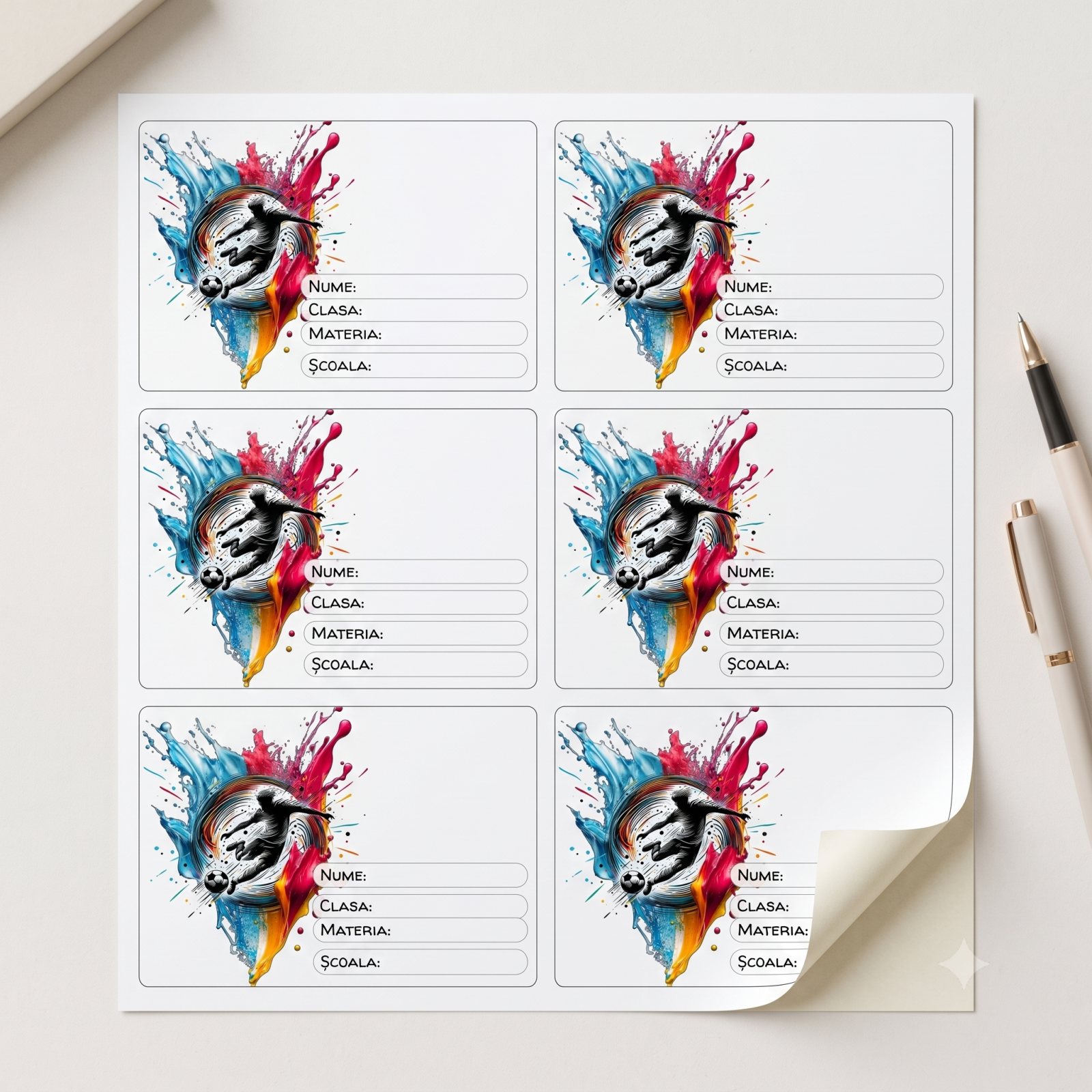 Etichete Școlare cu Nume Fotbal– Stickere Autoadezive pentru Copii ❤️ E-Cadou.com - e-CADOU