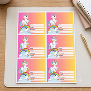Etichete Școlare cu Nume Unicorn– Stickere Autoadezive pentru Copii ❤️ E-Cadou.com - e-CADOU