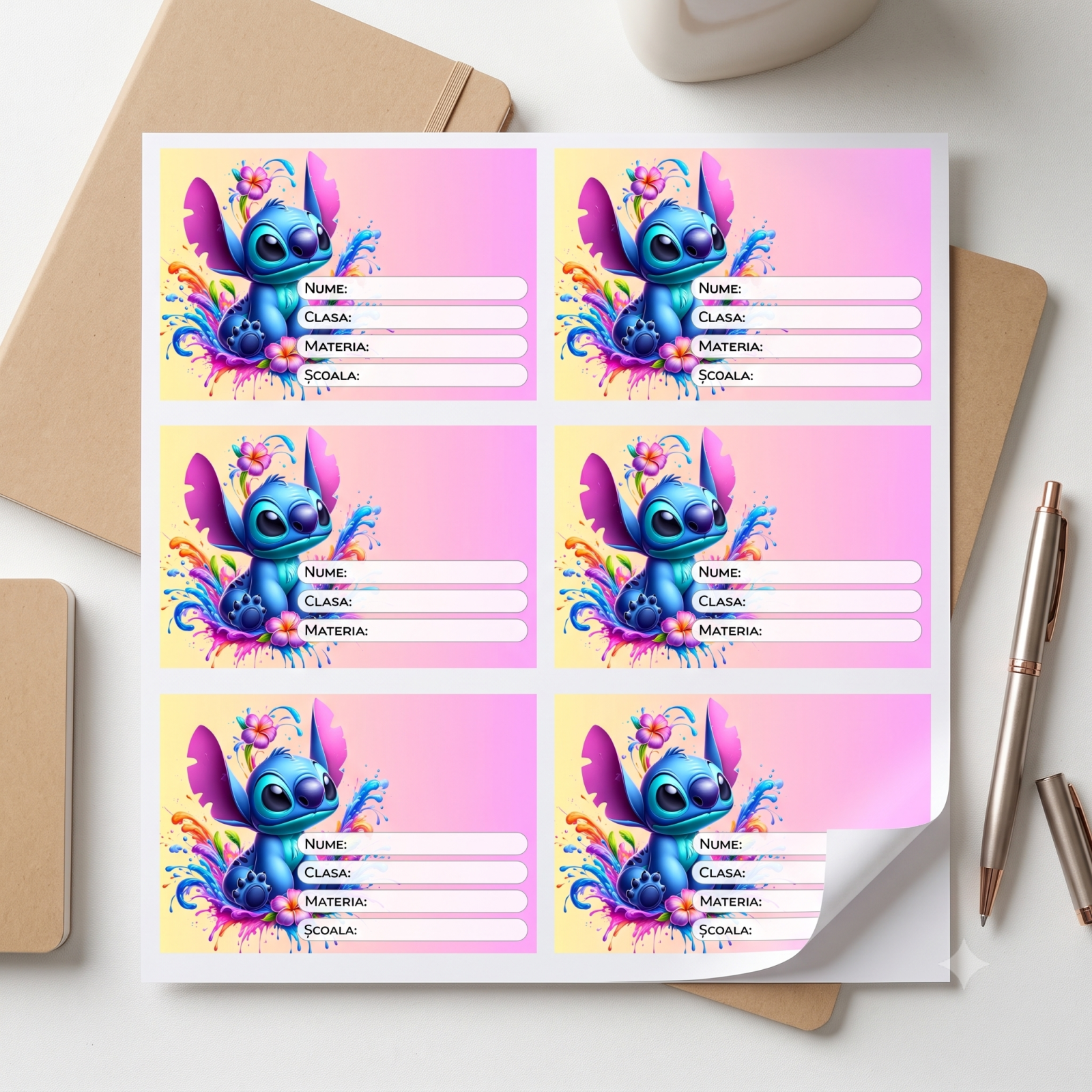 Etichete Școlare cu Nume Stitch– Stickere Autoadezive pentru Copii ❤️ E-Cadou.com - e-CADOU