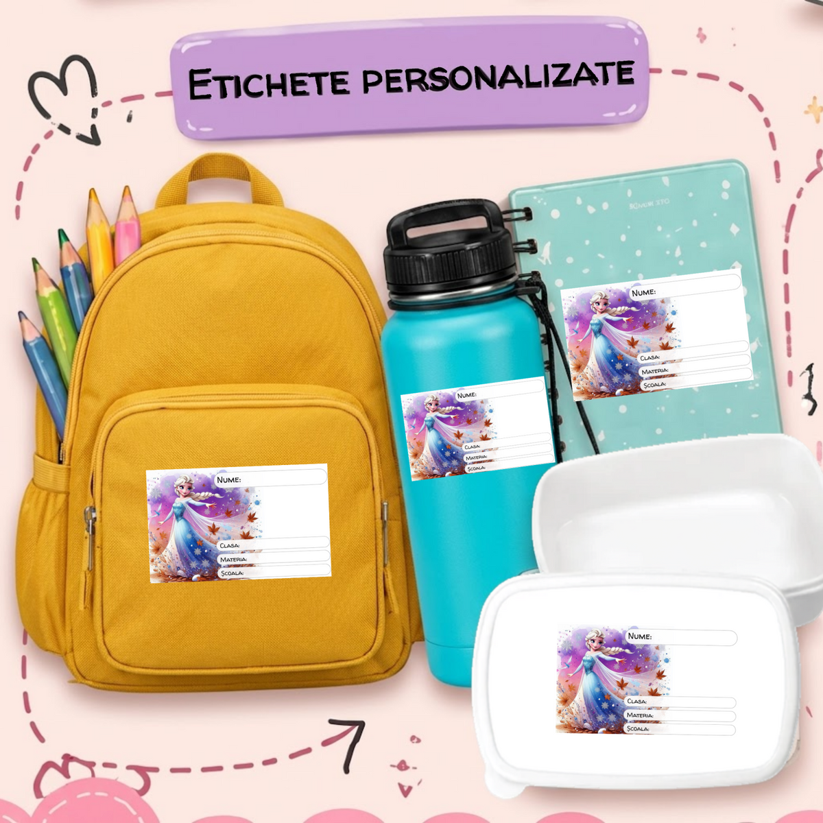 Etichete Școlare cu Nume– Stickere Autoadezive pentru Copii ❤️ E-Cadou.com - e-CADOU