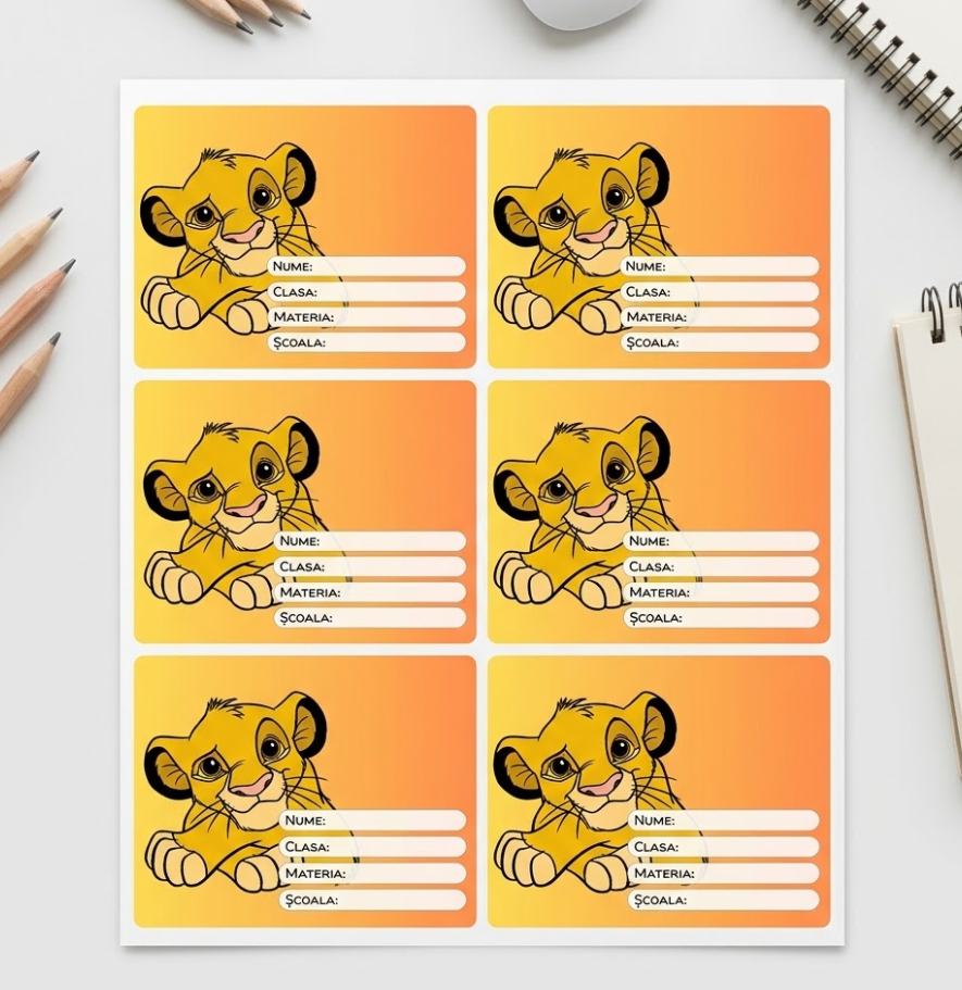 Etichete Școlare cu Nume Simba– Stickere Autoadezive pentru Copii ❤️ E-Cadou.com - e-CADOU