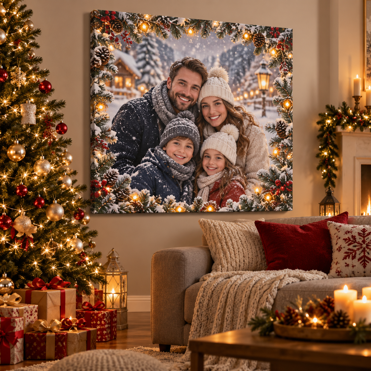 Tablou canvas personalizat de Craciun 03 - decor festiv in camera