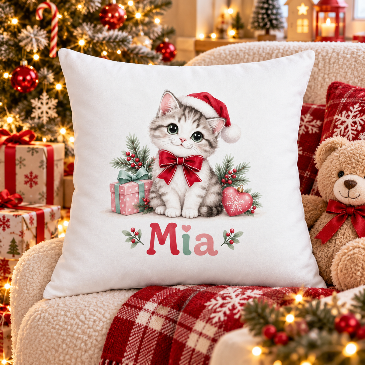 Perna decorativa de Craciun pentru copii cu numele Mia - decor festiv