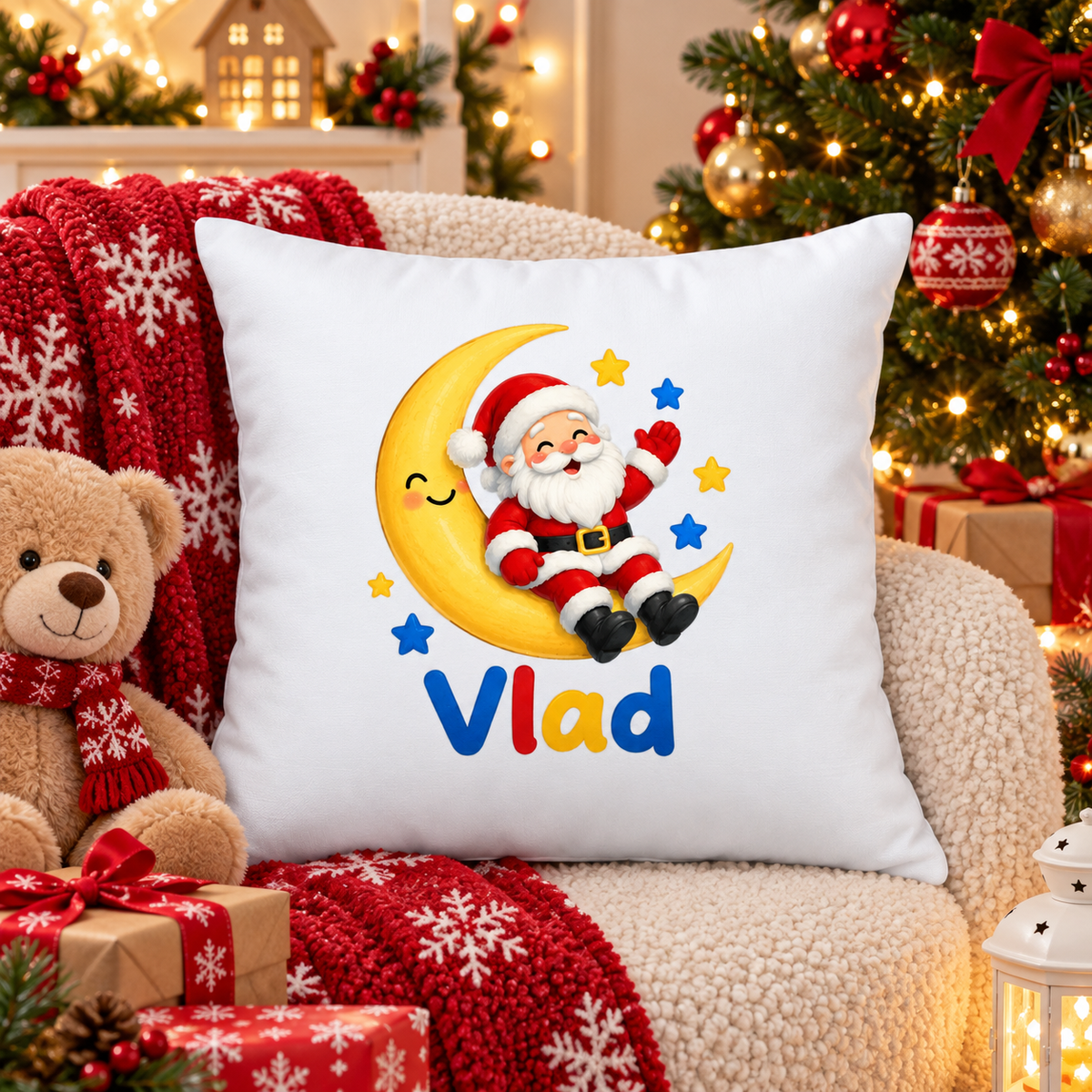 Perna decorativa de Craciun pentru copii cu numele Vlad - decor festiv