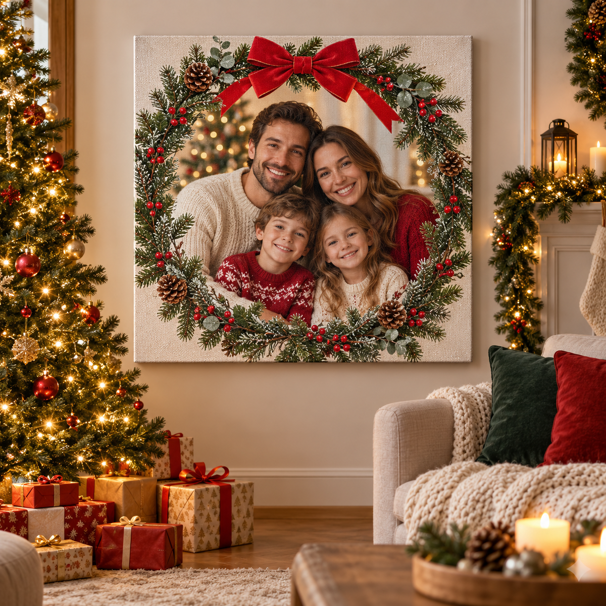 Tablou canvas personalizat de Craciun 02 - decor festiv in camera