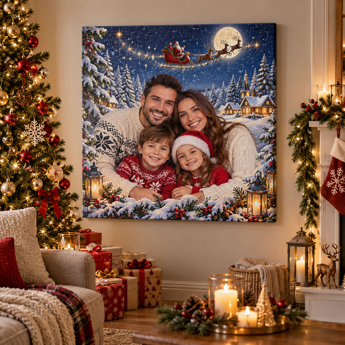Tablou canvas personalizat de Craciun 04 - decor festiv in camera