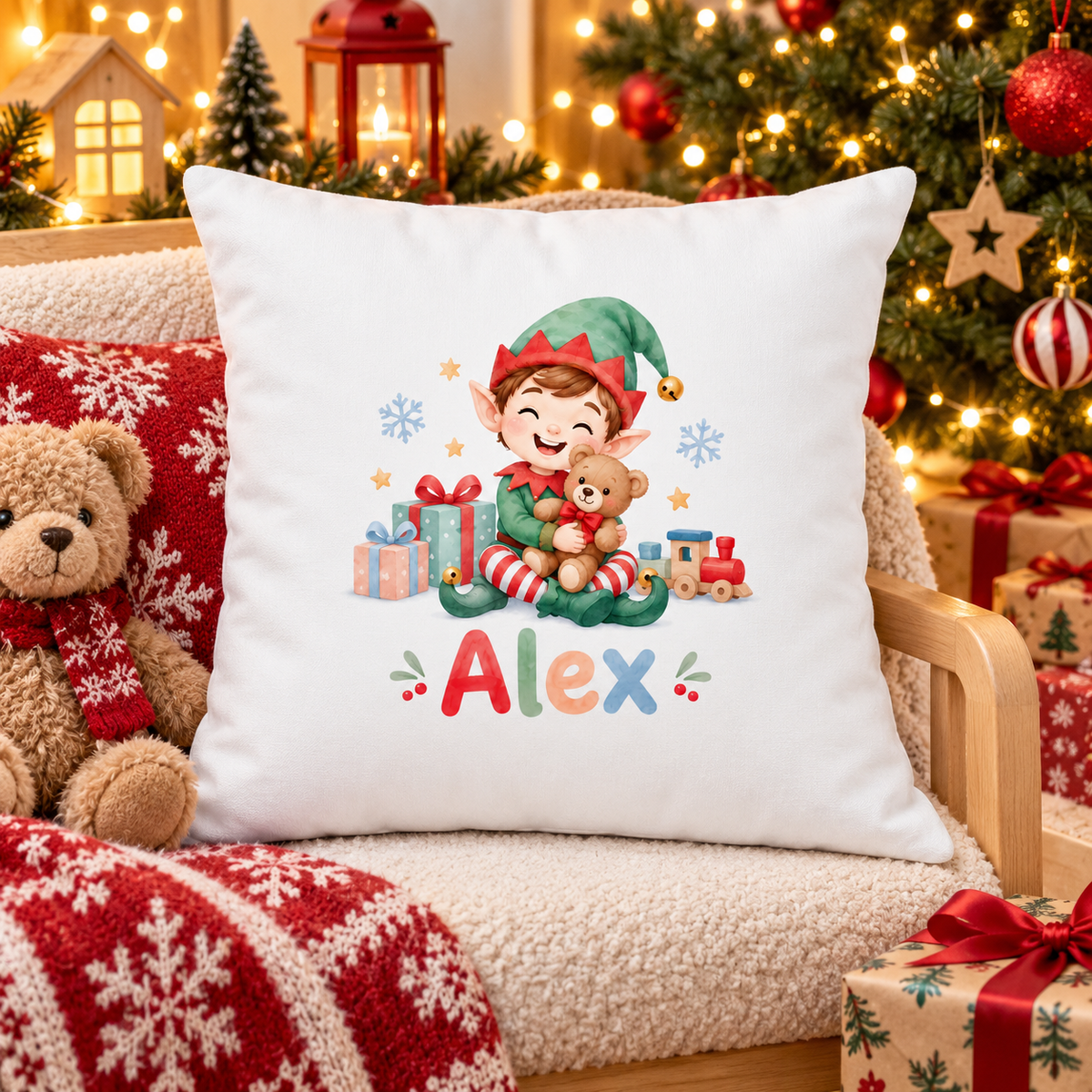 Perna decorativa de Craciun pentru copii cu numele Alex - decor festiv