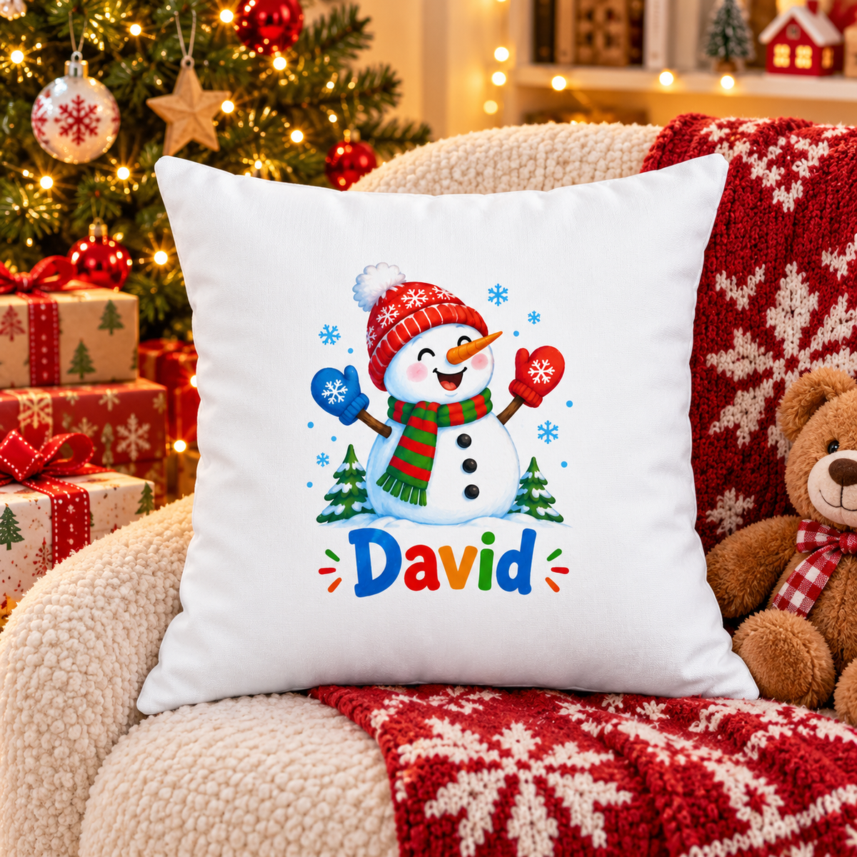 Perna decorativa de Craciun pentru copii cu numele David - decor festiv