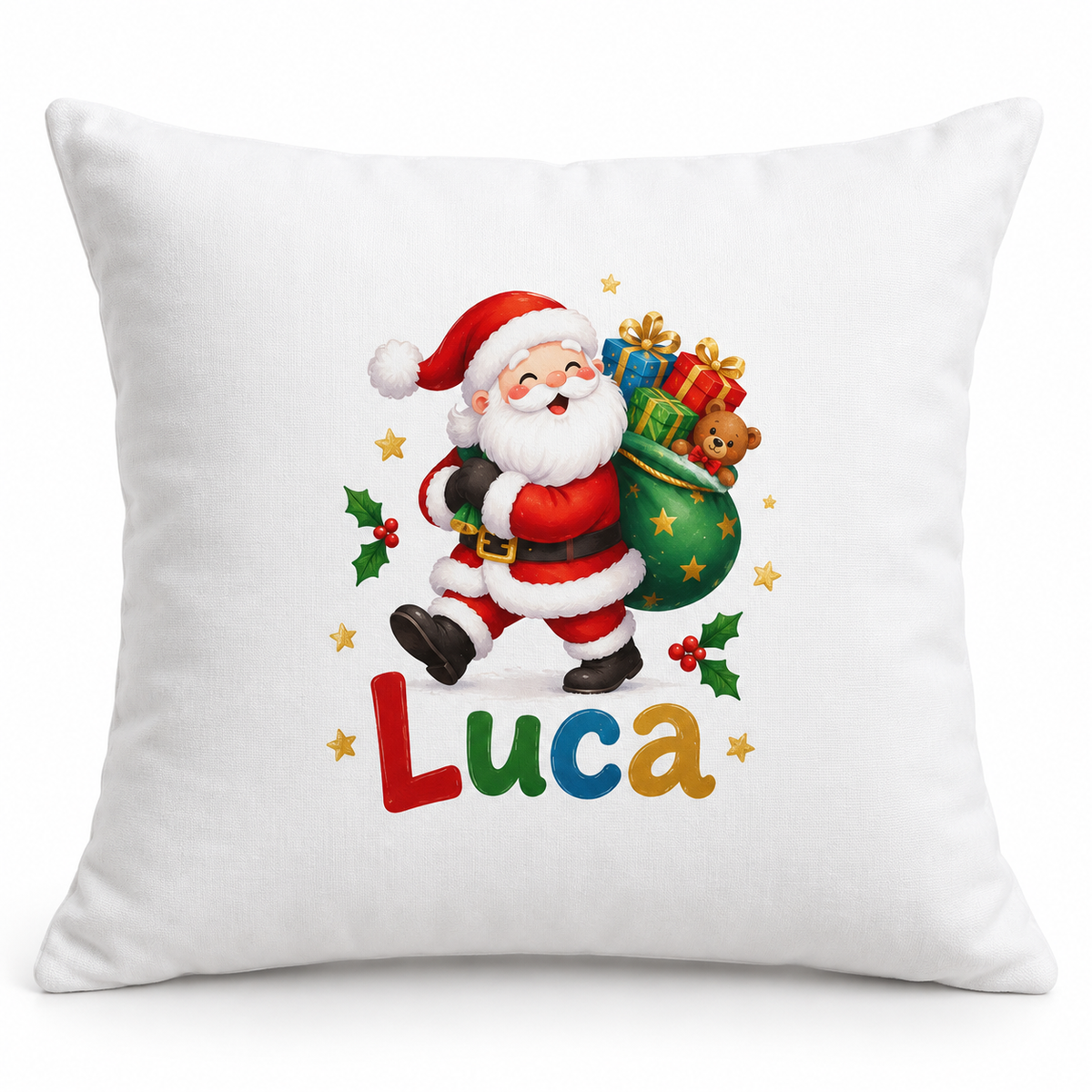 Perna decorativa de Craciun pentru copii cu numele Luca - imagine principala pe fundal alb