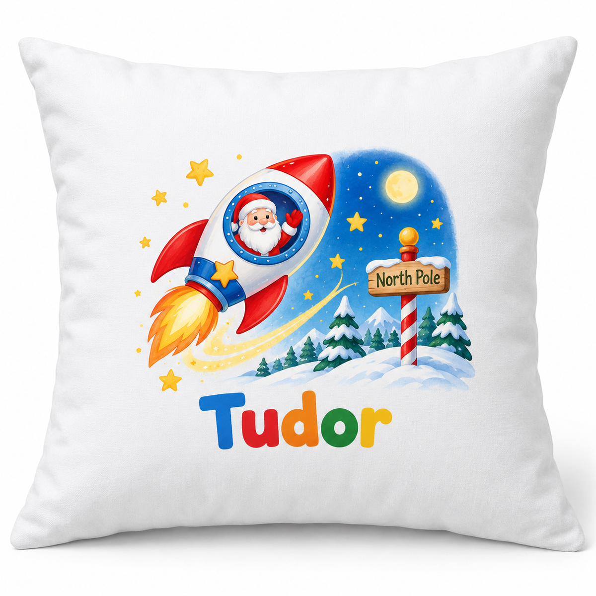 Perna decorativa de Craciun pentru copii cu numele Tudor - imagine principala pe fundal alb