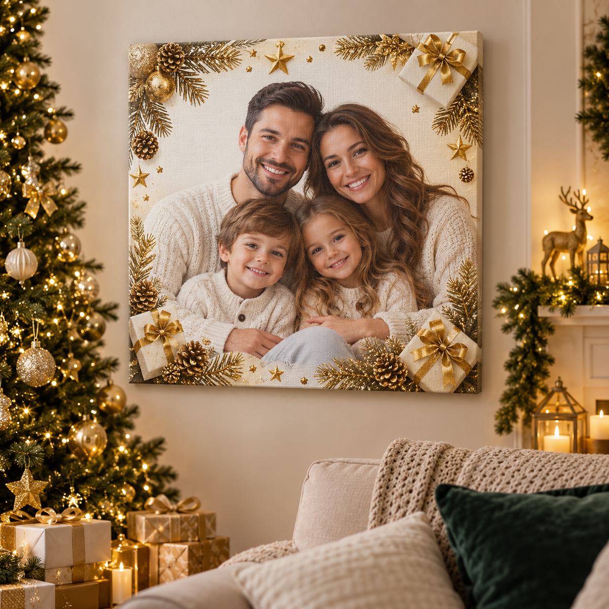 Tablou canvas personalizat de Craciun 01 - decor festiv in camera