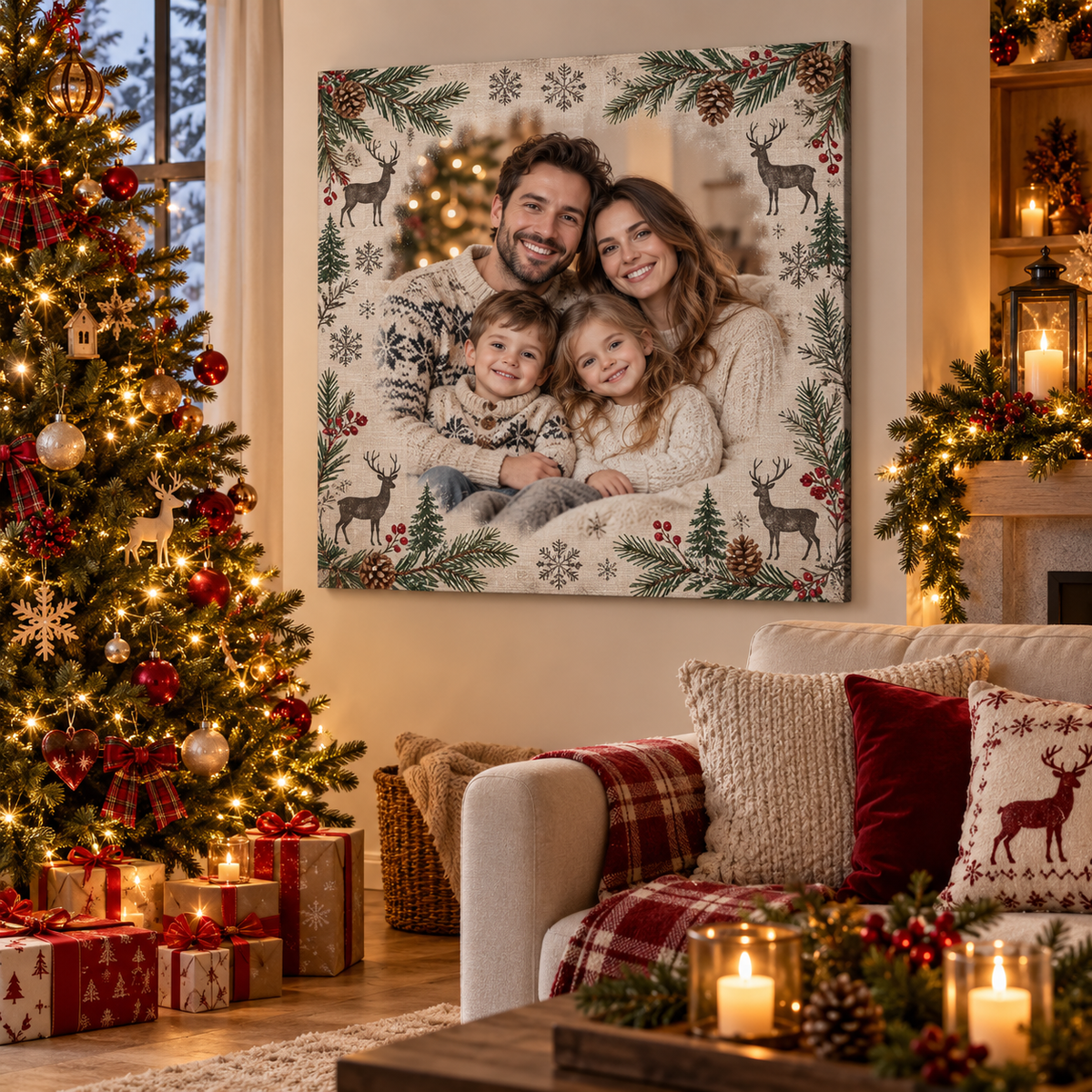 Tablou canvas personalizat de Craciun 05 - decor festiv in camera