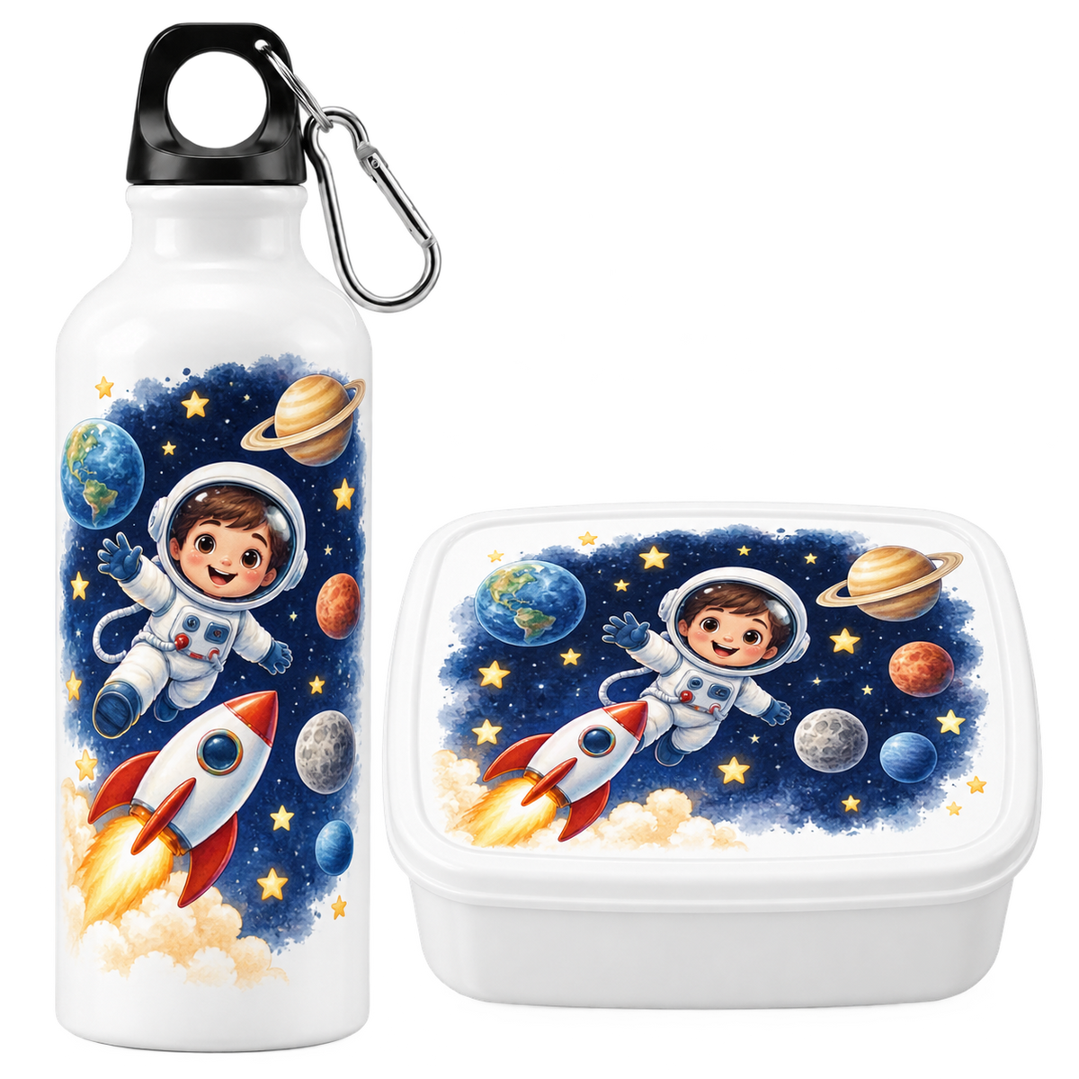 Set pentru gustare – Cutie sandwich + Sticluță de apă, Exploratorii Galactici – imagine 1