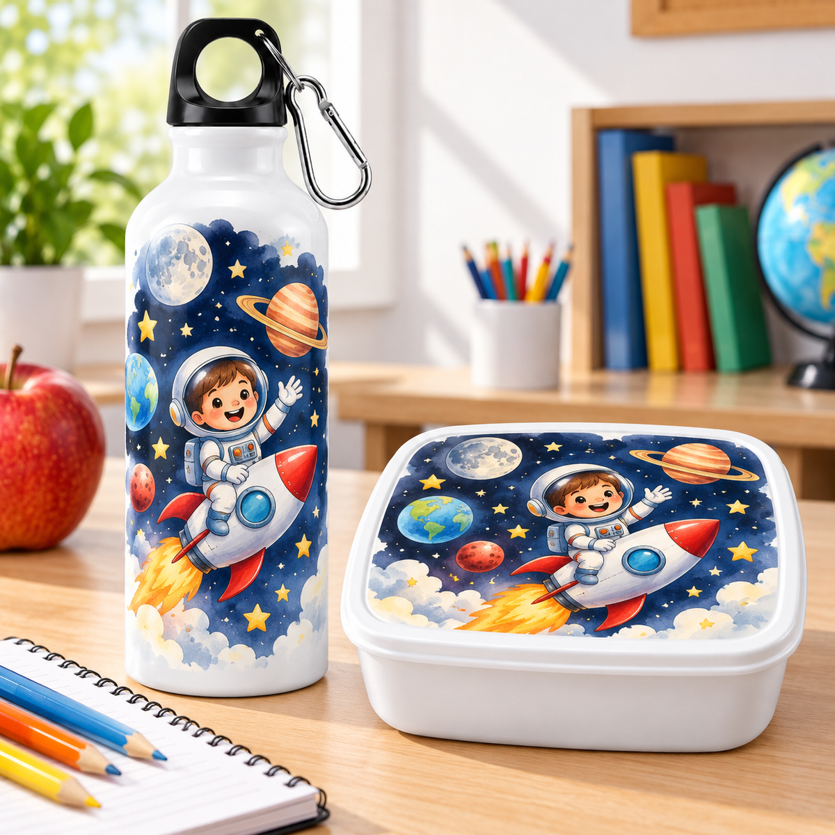 Set pentru gustare – Cutie sandwich + Sticluță de apă, Exploratorii Galactici – imagine 2