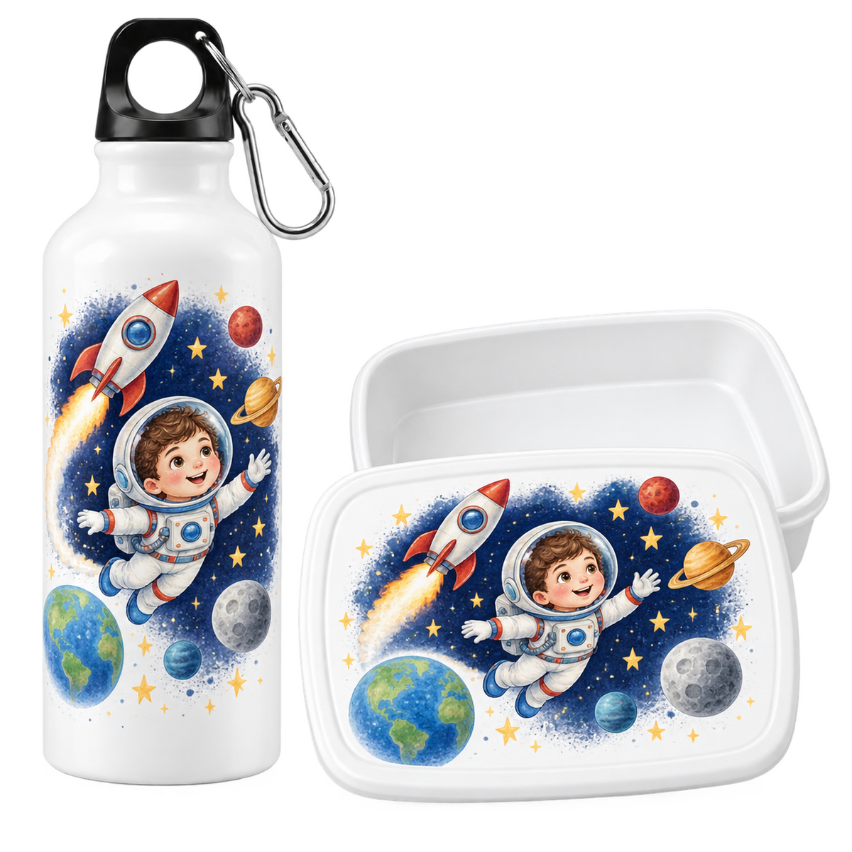 Set pentru gustare – Cutie sandwich + Sticluță de apă, Exploratorii Galactici – imagine 3