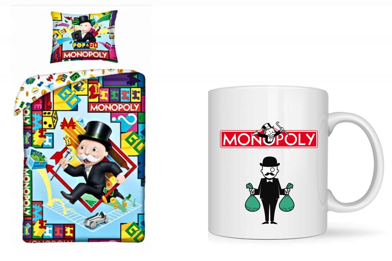 Lenjerie de pat si cana pentru copii Monopoly  140×200 cm, 70×90 cm,100% bumbac, HAX048736