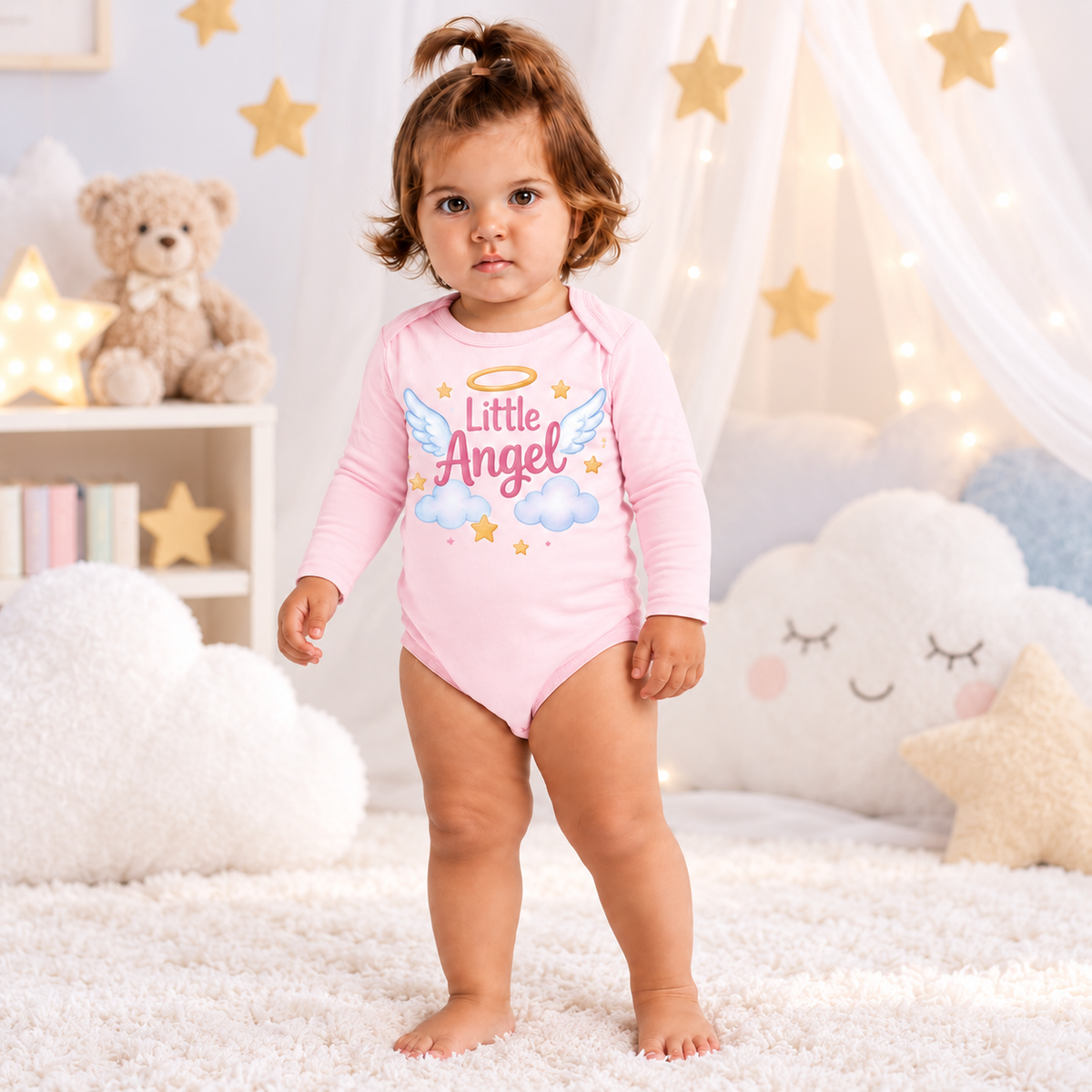 Body sau tricou personalizat pentru bebeluși Little Angel – imagine ambient