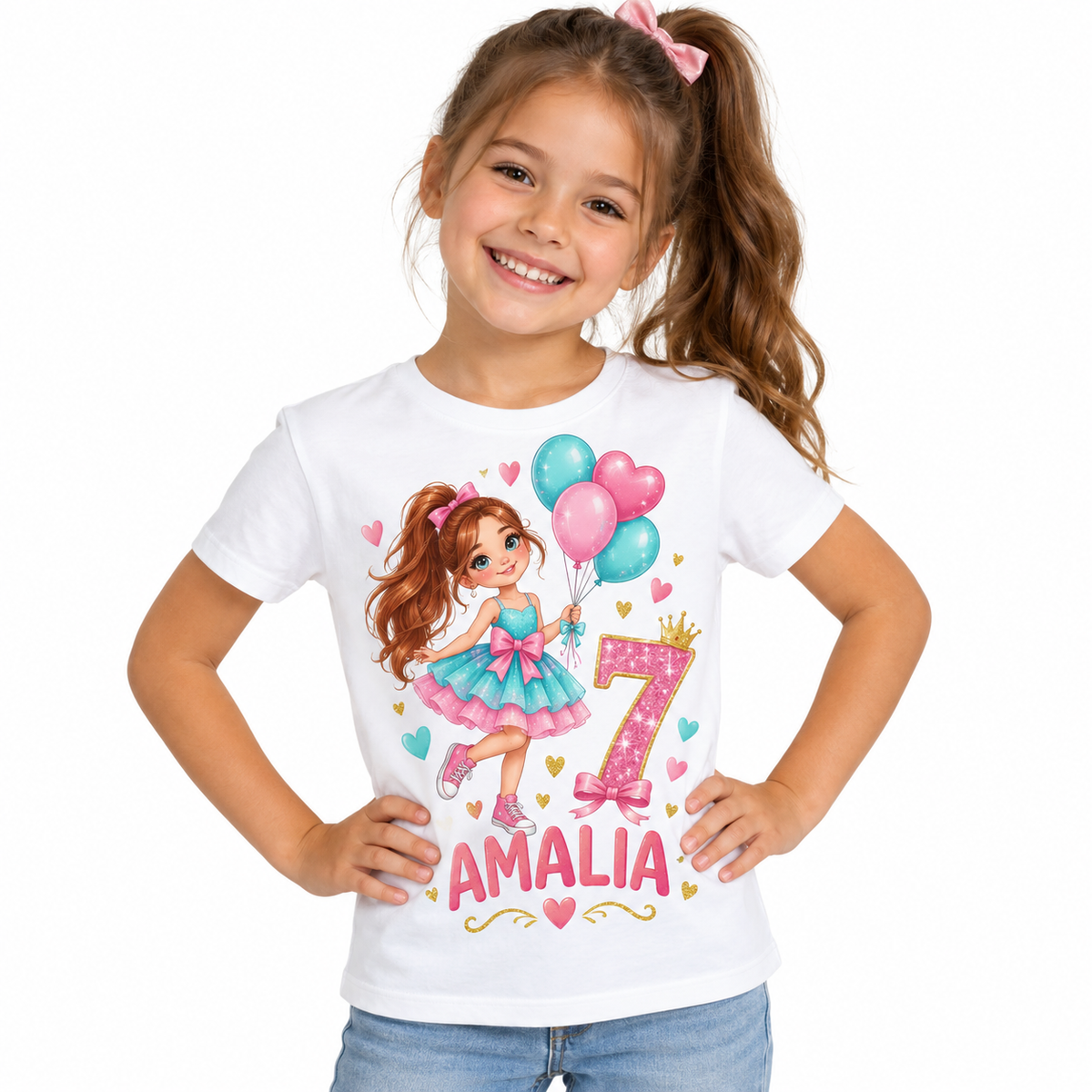 Tricou aniversar Amalia – Balul Turcoaz, cifra 7 – imagine 1
