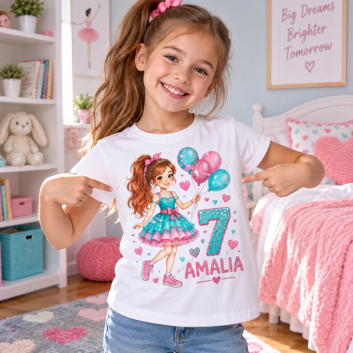 Tricou aniversar Amalia – Balul Turcoaz, cifra 7 – imagine 2