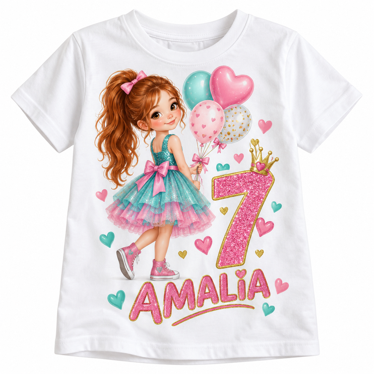 Tricou aniversar Amalia – Balul Turcoaz, cifra 7 – imagine 3
